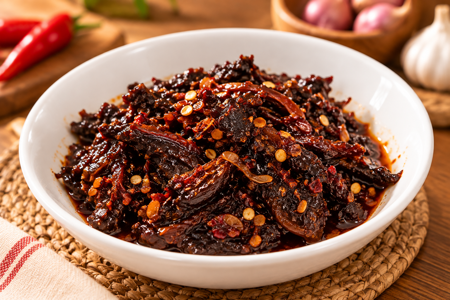 Glossy Spicy Dendeng Beef Glossy Spicy Dendeng Beef