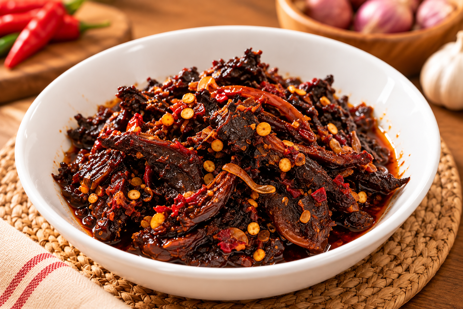 Spicy Beef Dendeng In Sambal Oil